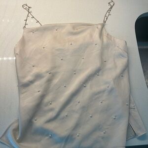 DO+BE Cream Tank Top with Pearl Accents